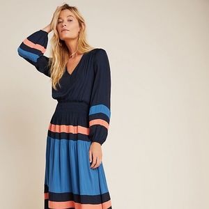 ANTHROPOLOGIE CURRENT AIR AIDY COLORBLOCKED MIDI DRESS NWT $148 SMALL